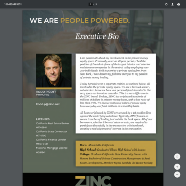 ZINC Financial CEO Bio for Investors Packet