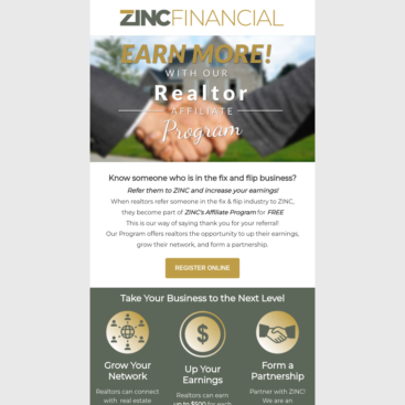 ZINC Financial Partner Program Email & Downloadable Flyer